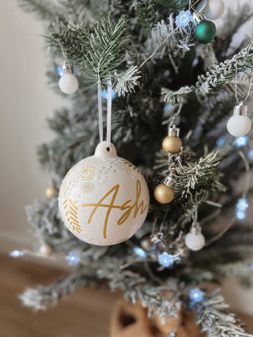 Snow Flake ( White) With your choice of Silver or Gold Details - Bauble