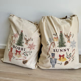 Embroidered Santa Sack + Printed Stocking Bundle