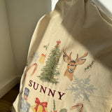 Embroidered Santa Sack + Printed Stocking Bundle