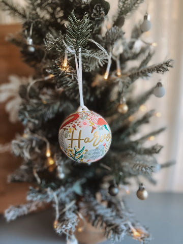 Summer - (White with Colourful Australian Natives Painted)  Bauble